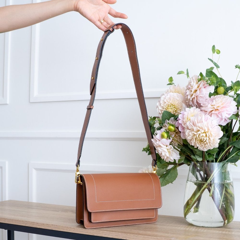 Ingrid Crossbody / Shoulder Bag - Leather - Cognac - Picture 4 of 12